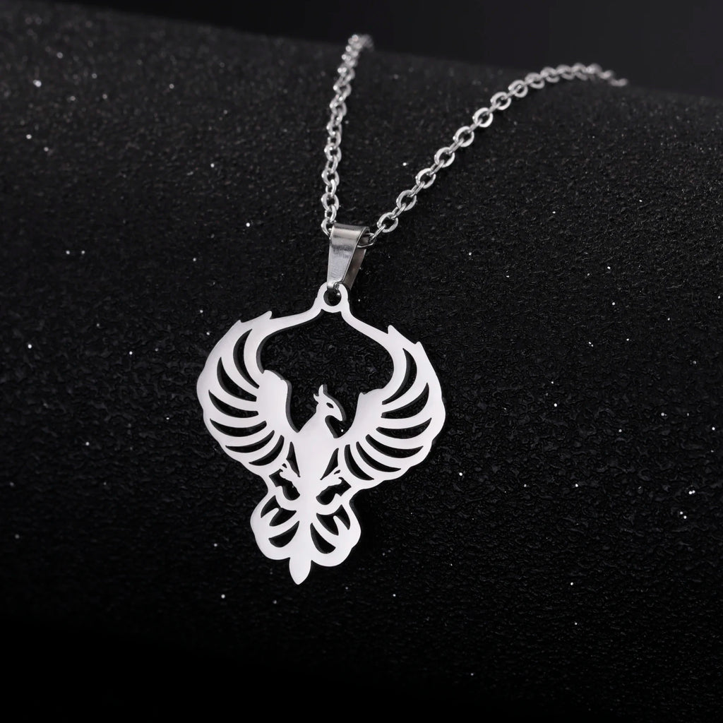 Phoenix Necklace Supernatural Amulet Chain God Bird Gift For Woman Men Kid Child Gold Color Stainless Steel Pendant Jewelry