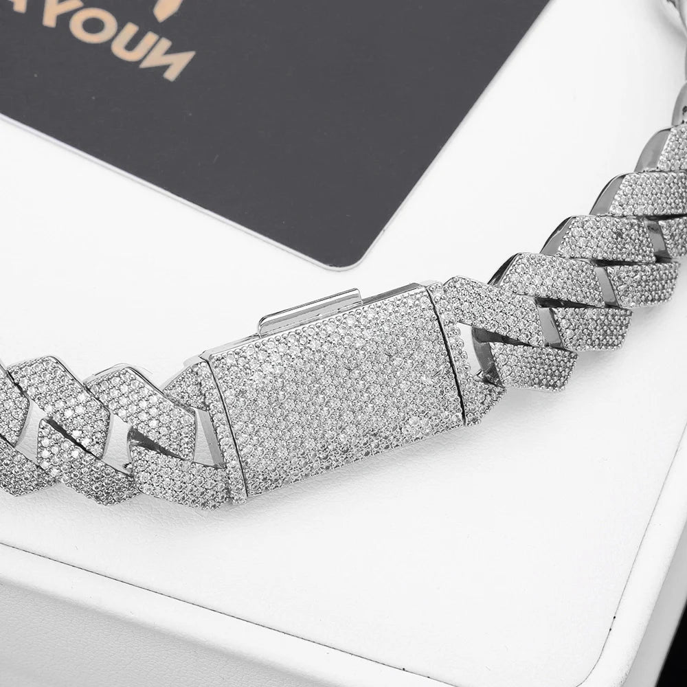 Iced Out Cuban Chain Necklace Stainless Steel 15MM