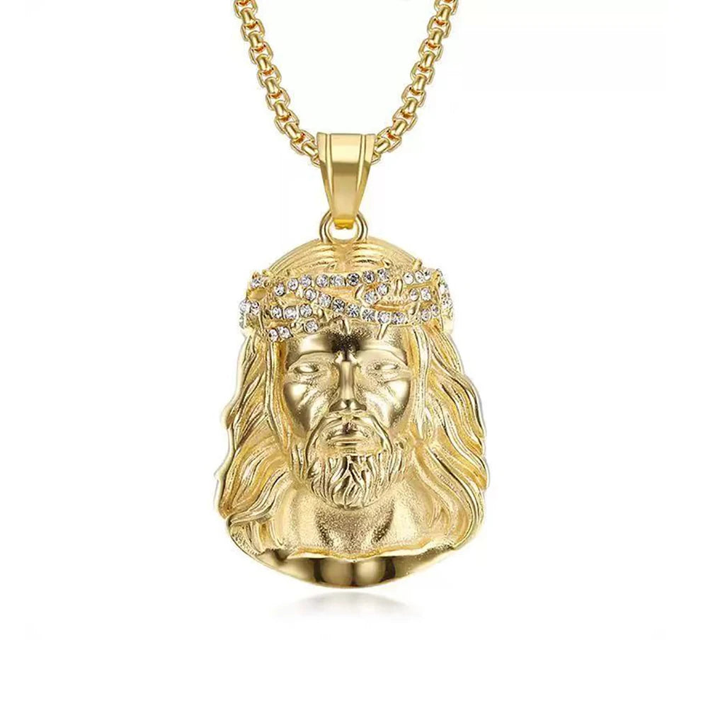 Catholic Vintage Jesus Head Pendant Necklaces For Men Women Fashion Stainless Steel Religious Amulet Jewelry Gifts Dropshipping