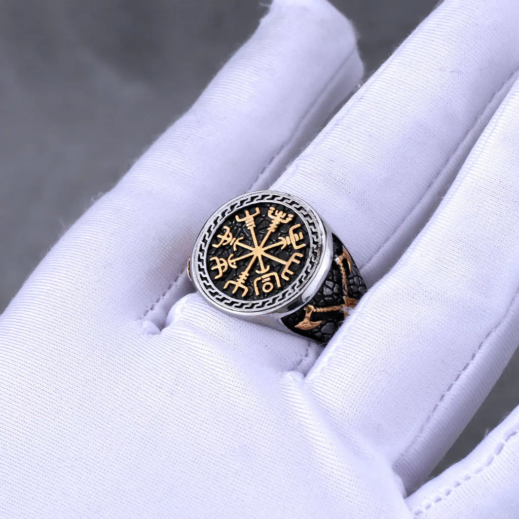Stainless Steel Vikings Vegvisir Compass Runes Ring for Men Vintage  Fashion Celtic Knot Accessories Hip Hop Biker Jewelry Gift