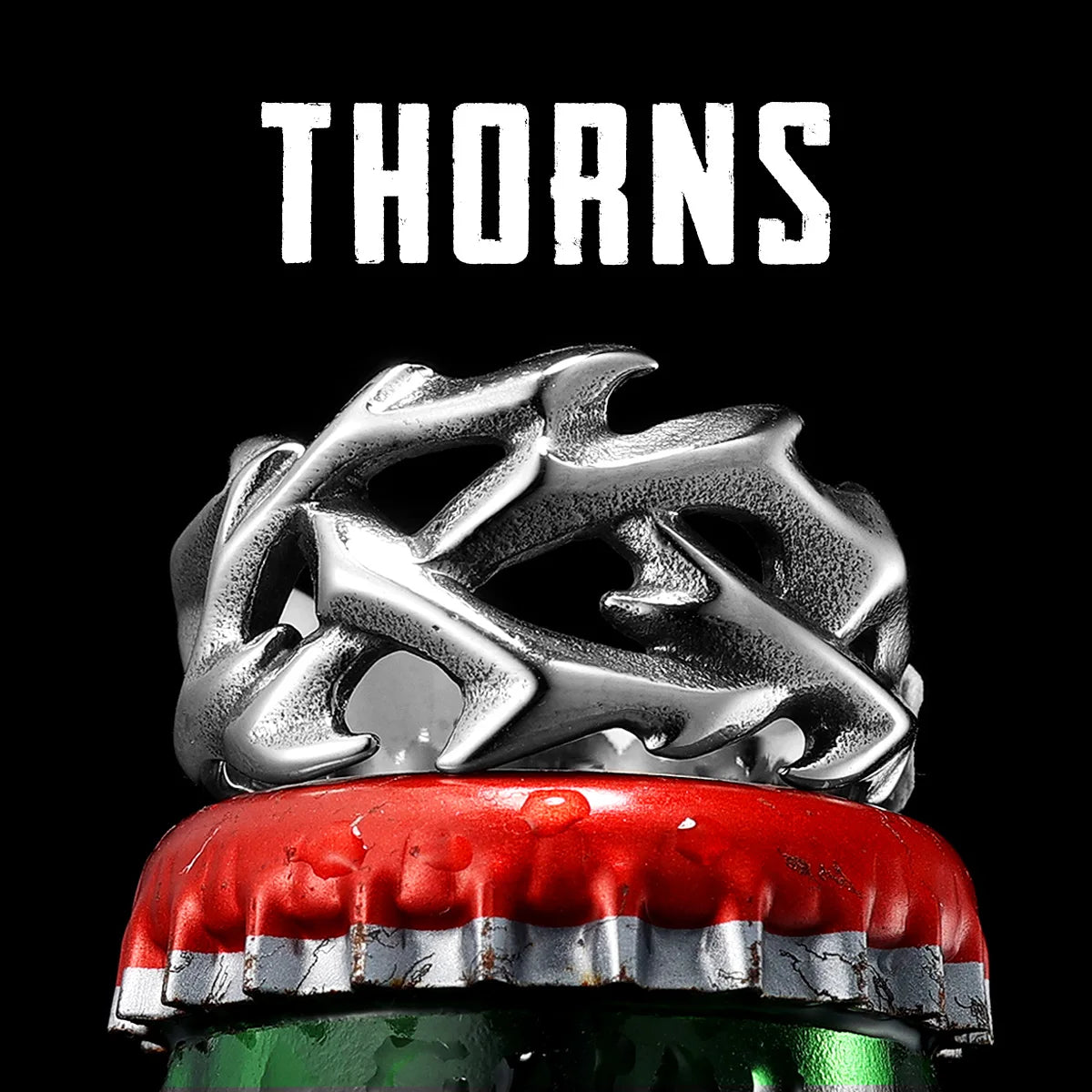 Crown of Thorns Ring — Stainless Steel