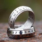 2024 NEW Rotatable Men's 316L stainless steel rings retro Odin Viking  rune for teen RING Amulet fashion Jewelry Gift