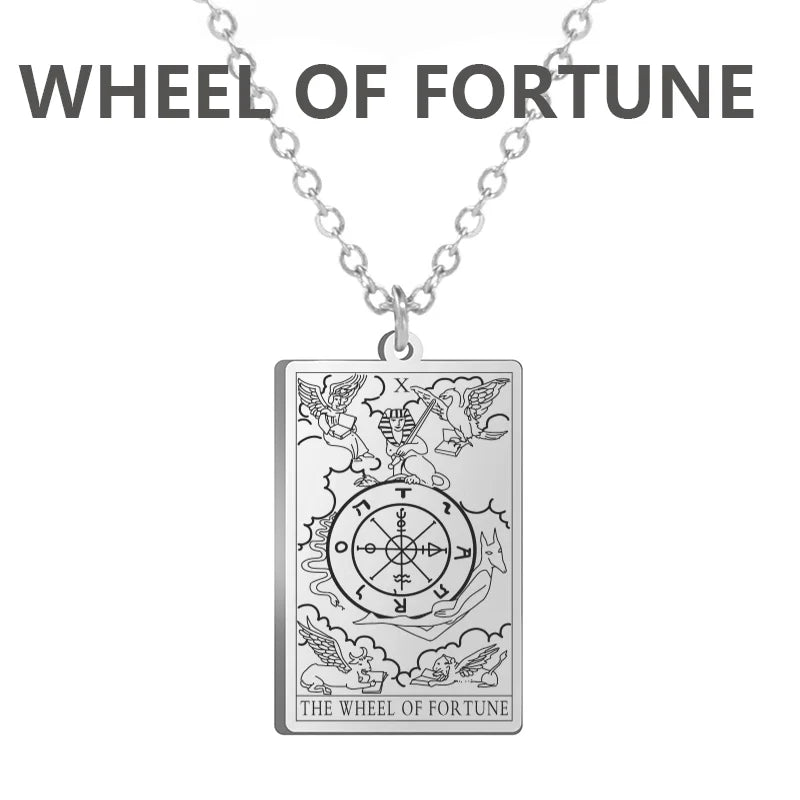 LIKGREAT Tarot Card Necklace Major Arcana Tarots Stainless Steel Necklaces Divination Jewelry Birthday Gift for Women