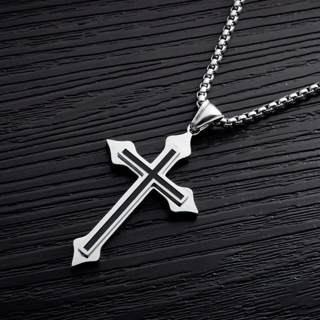 Cross Black Pendant Japanese Korean