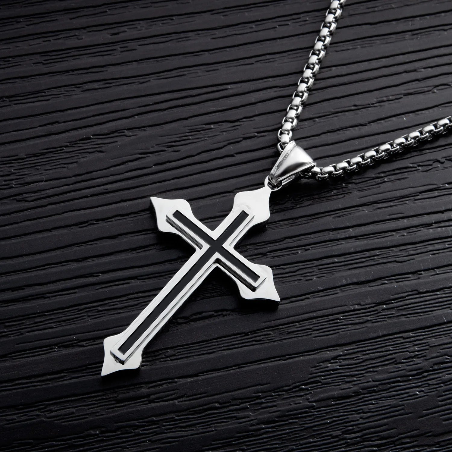 Cross Black Pendant Japanese Korean