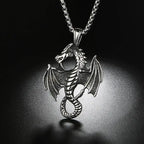 Stainless Steel Dragon Pendant Necklace Statement