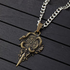 Retro Wheel Pendant with Snake Pendant Wheel of Hecate Symbol Protective Amulet Brass Jewelry Gifts for Women