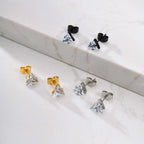 Minimal Triangle Zircon Stud Earrings — SS