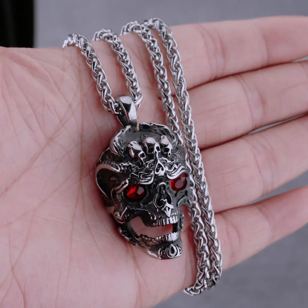 Neo-Gothic Skull Pendant Necklace — Stainless Steel