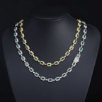 Tennis Chain Necklace Stainless Steel Green CZ