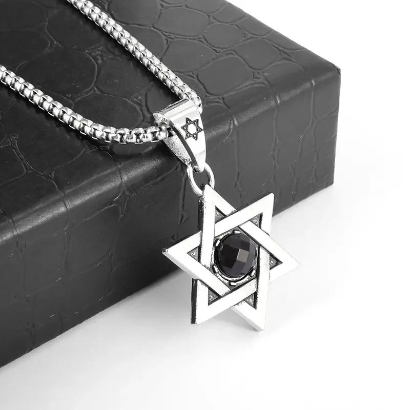 Trendy Mogan David Star Pendant High-Quality Alloy Israel Jewish Star of David Necklace for Men Jewelry