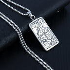 Silver Compass Pendant Necklace Stainless Steel
