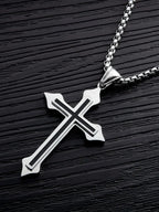 Cross Black Pendant Japanese Korean