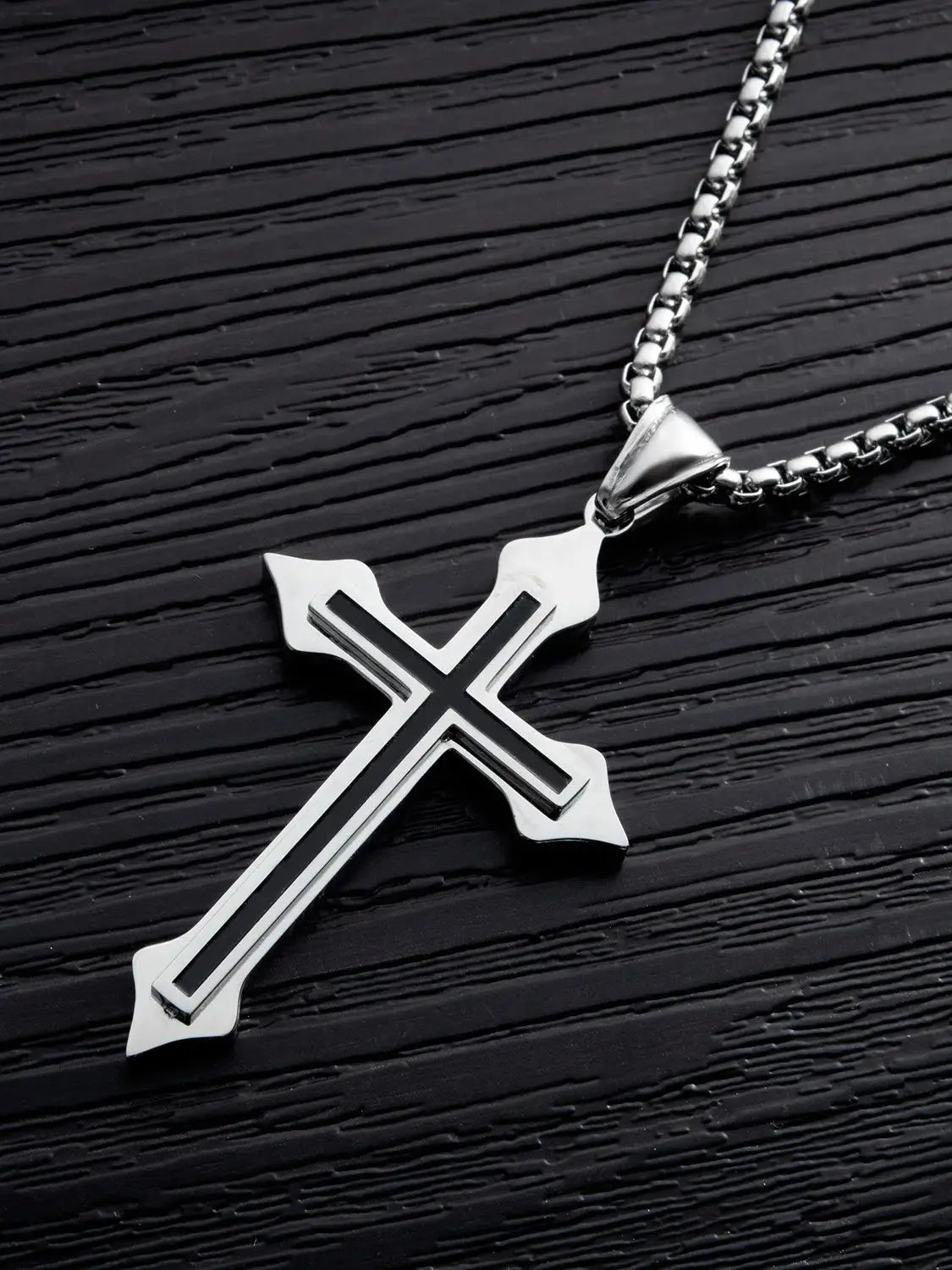 Cross Black Pendant Japanese Korean
