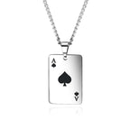 Lucky Ace Playing Card Suit Pendant Necklace — Stainless Steel
