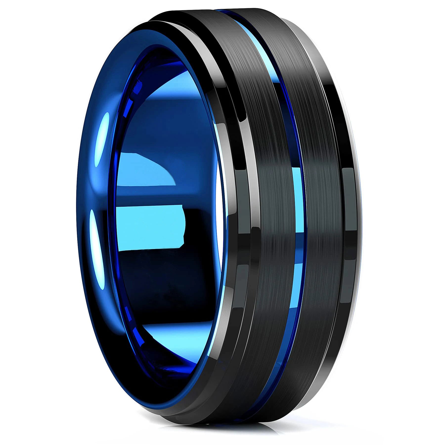 Fashion Black Stainless Steel Rings for Men With Guitar String Inlay Guitarist Ring For Musician Wedding Jewelry Drop