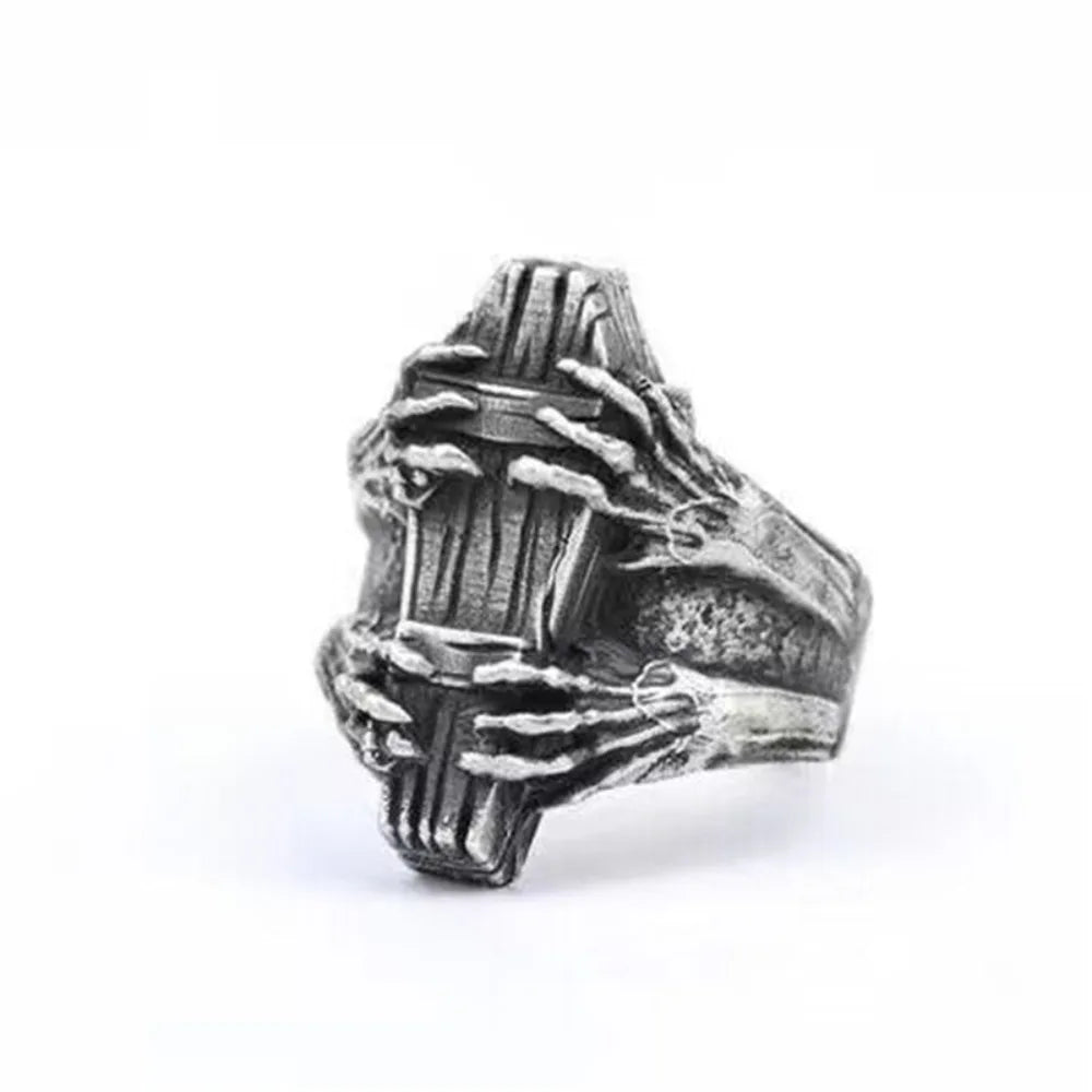 Classic Vintage Coffin Ghost Claw Vampire Devil Ring Men's Adjustable Size Open End Ring Goth Punk Hip Hop Jewelry