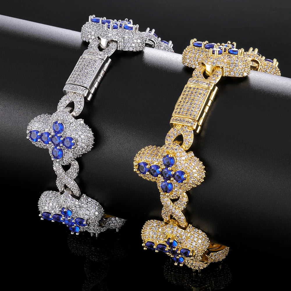 Iced Out Cross Bracelet Stainless Steel 20MM