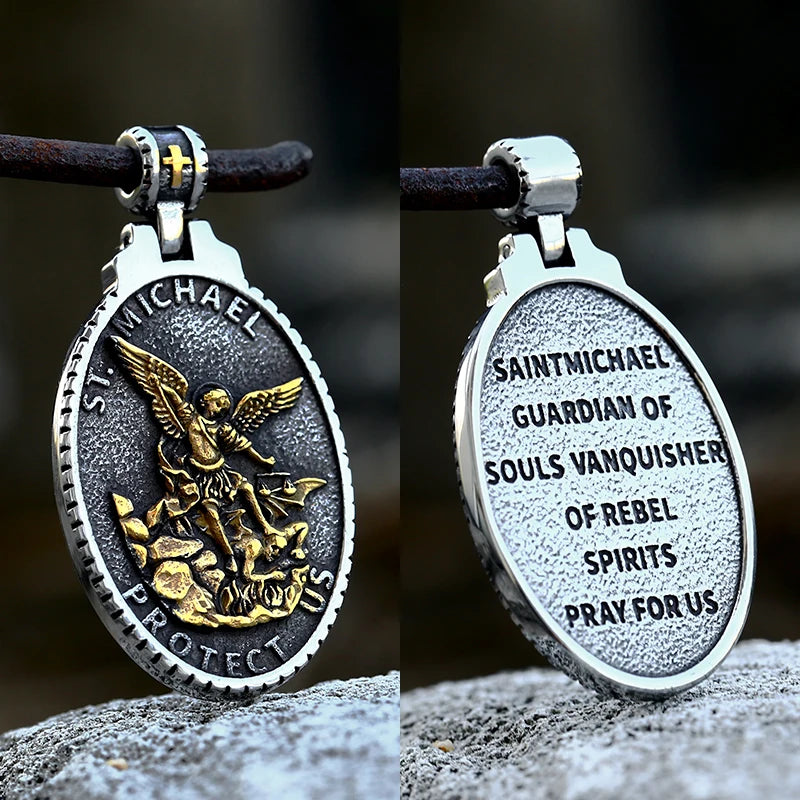 St Christopher Men's Patron Saint Of Time Travelers Archangel Michael dragon slayer st george Pendant Chain Necklace