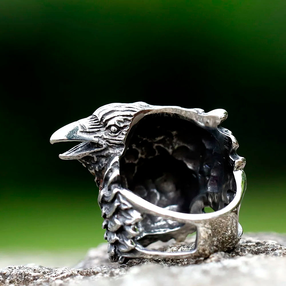 2023 NEW Men's 316L Stainless Steel Rings Nordic VIKING Odin Double Headed Bird Headed Animal Ring Amulet Jewelry Free