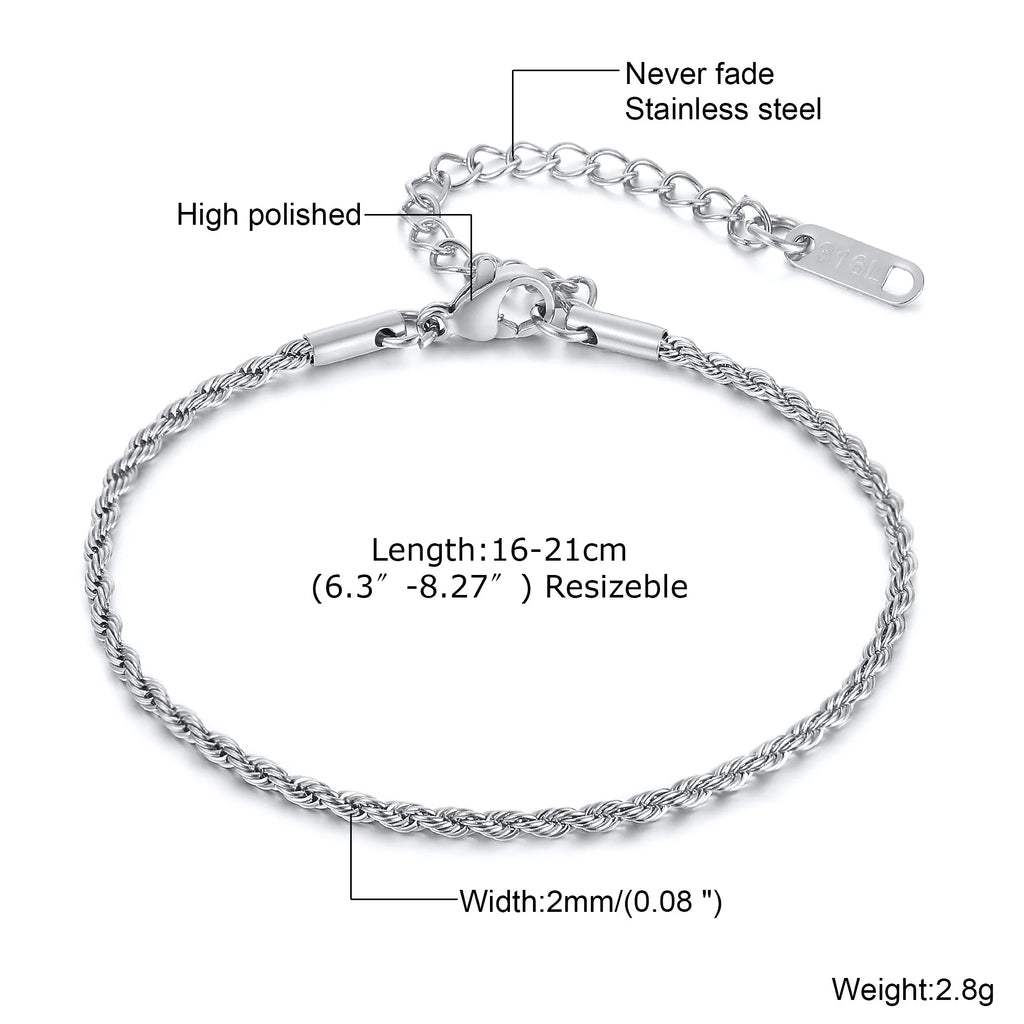 Minimal Thin Chain Bracelet — Stainless