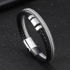 Simple Braided Wire Bracelet for Men — Black and White Color
