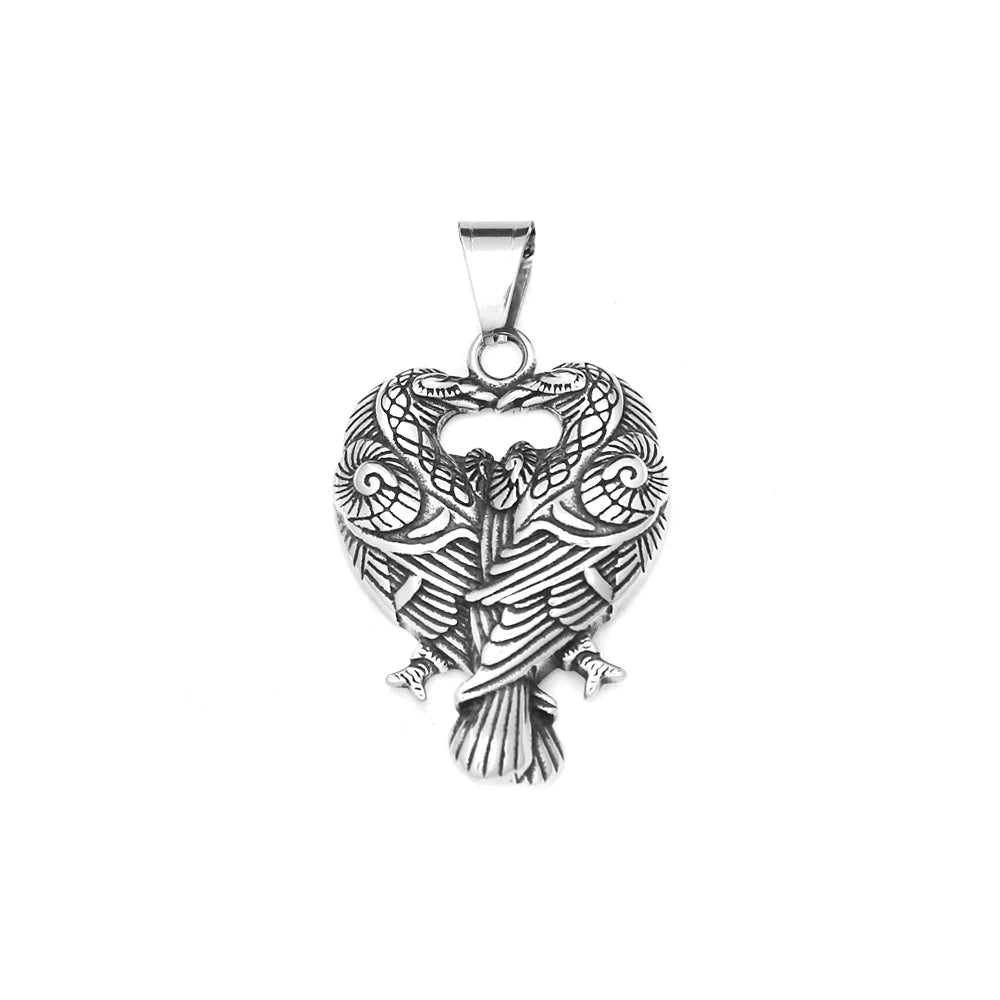 Odin Double Raven Pendant — Stainless Steel