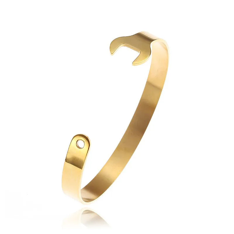 Fashion Design Stainless Steel Curved Tableware Fork Open Bracelet Men and Women Personality Charm Hip Hop Casual