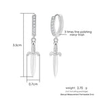 Iced Out Ankh Dangle Hoop Earrings CZ