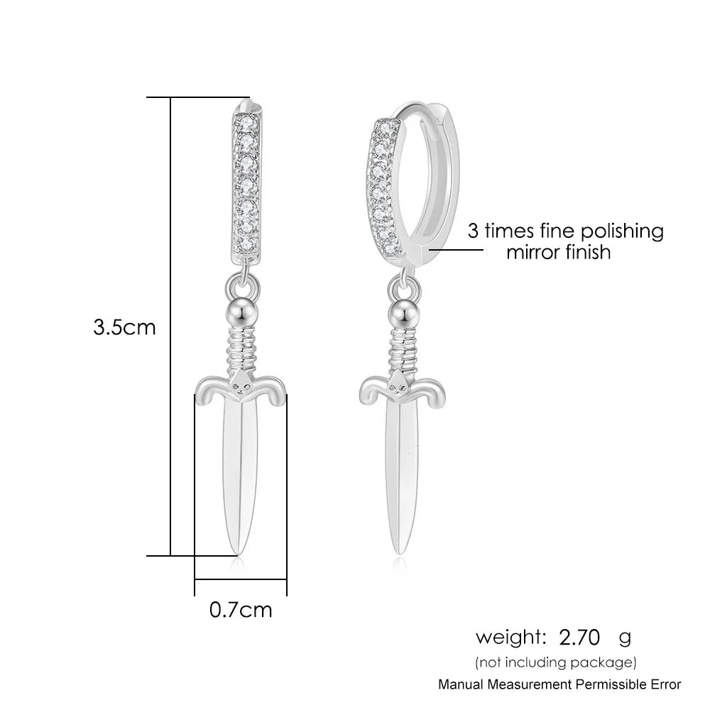 Iced Out Ankh Dangle Hoop Earrings CZ