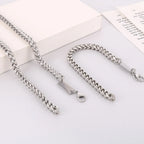 6MM Link Chain Bracelet Necklace Set for Man Luxury Gold Color Stainless Steel Jewelry Men's Necklace & Bracelets