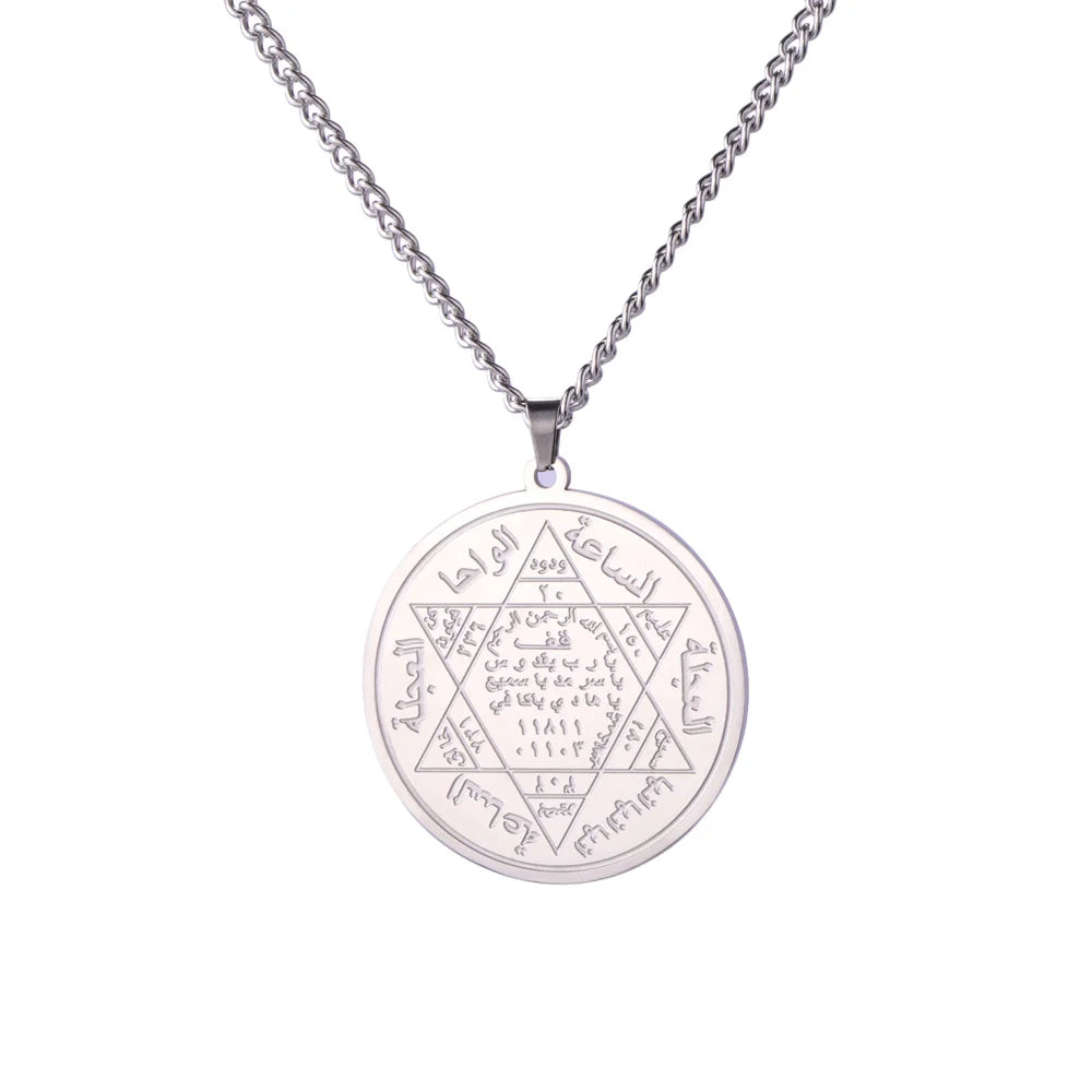 Solomon Seal Hexagram Star Pendant Necklace — Stainless Steel