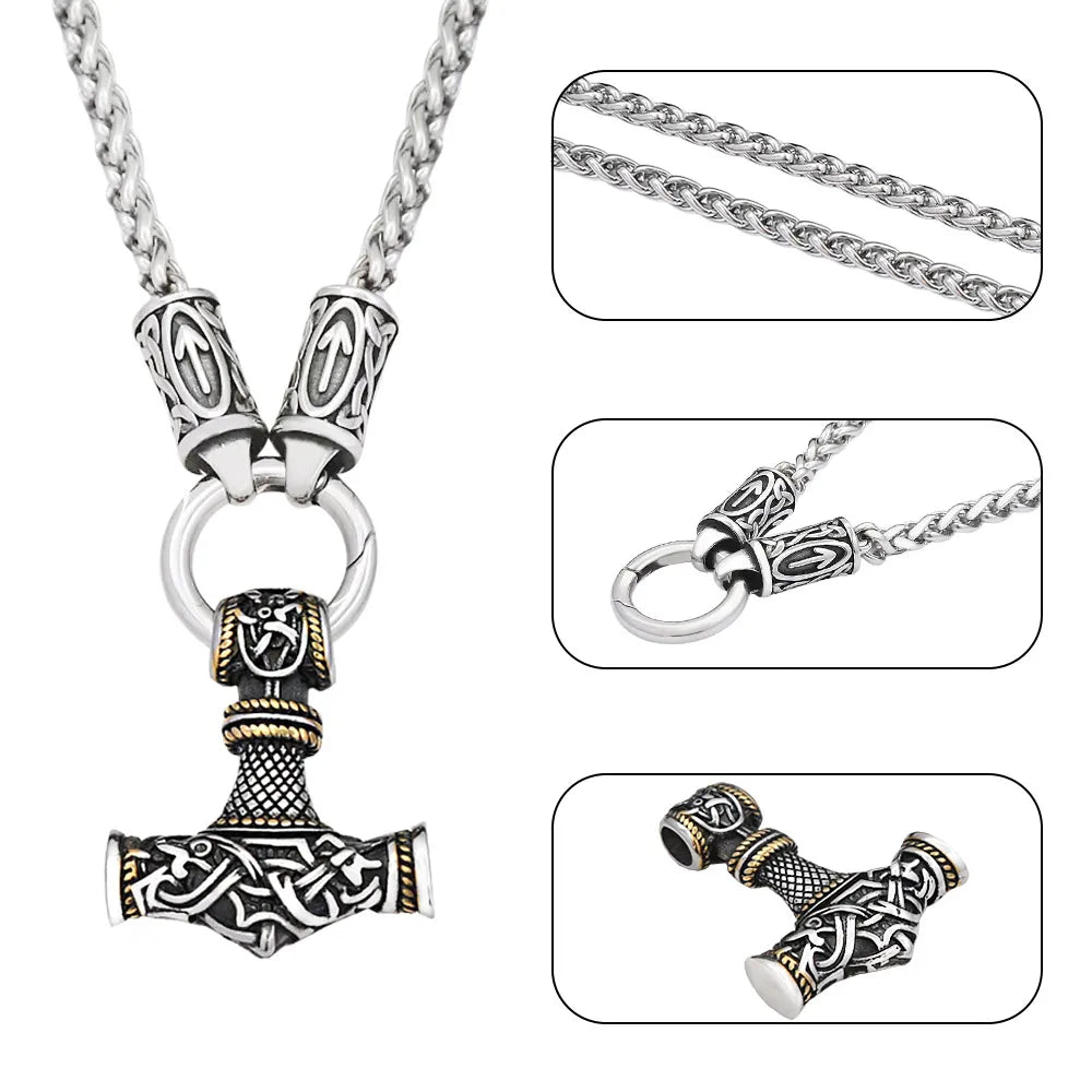 Mjölnir Thor's Hammer Pendant Necklace — Stainless Steel