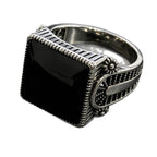 European and American new fashionable retro simple domineering black drip hollow engraving men's ring
