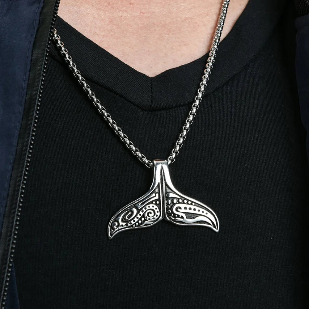 Whale Tail Pendant — Stainless Steel