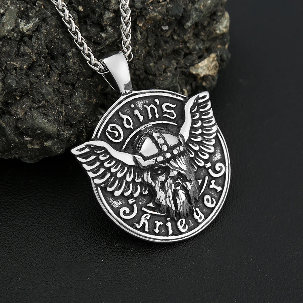 Odin Steel Pendant Vintage Nordic Vikings Head