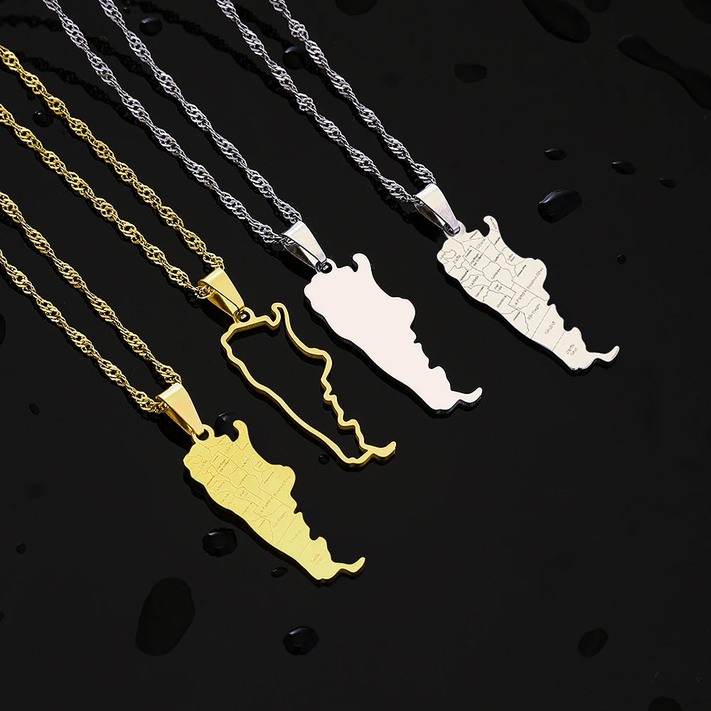 Fashion Argentina Map City Pendant Necklace Stainless Steel Men Women Gold Color Ethnic Maps Jewelry Gift