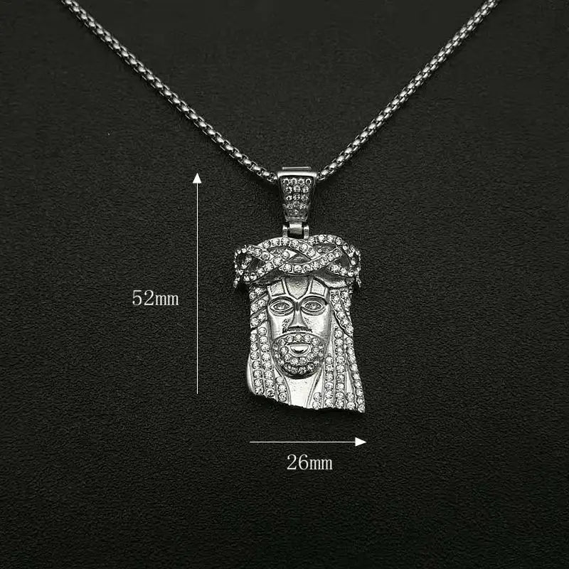 Hip Hop Iced Out Gold Silver Color Masked Jesus Face Pendant Necklace Jesus with rhinestone Jewelry