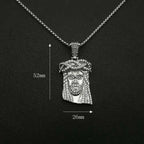 Hip Hop Iced Out Gold Silver Color Masked Jesus Face Pendant Necklace Jesus with rhinestone Jewelry