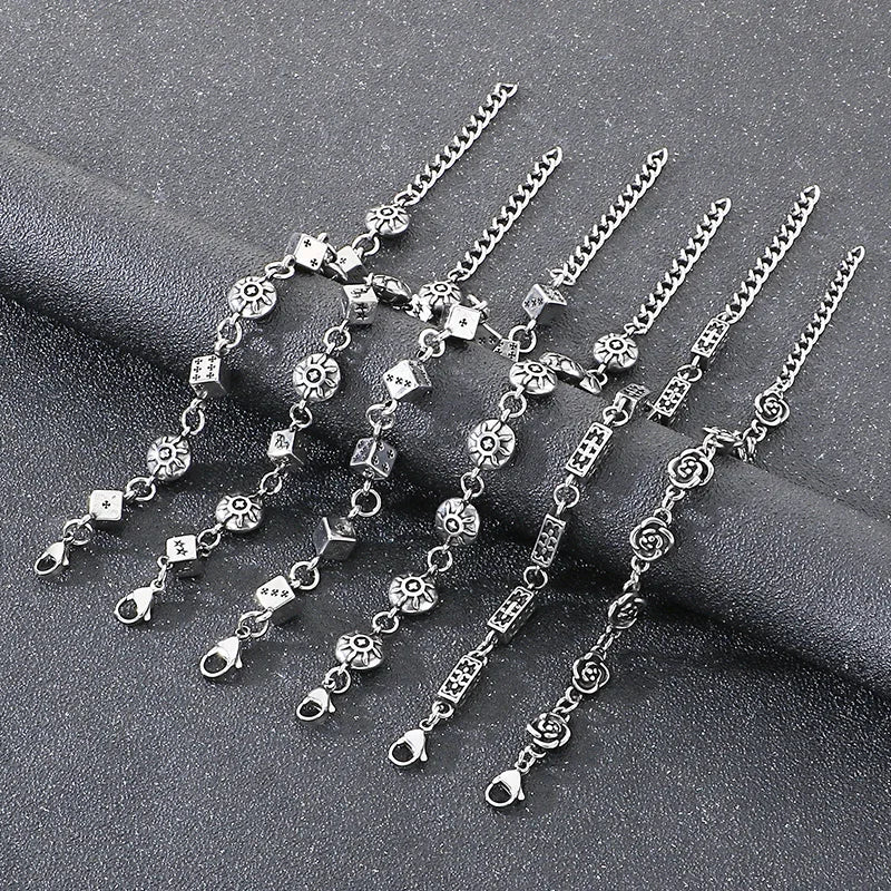 Vintage Gothic Ornate Charm Link Bracelet — Stainless Steel