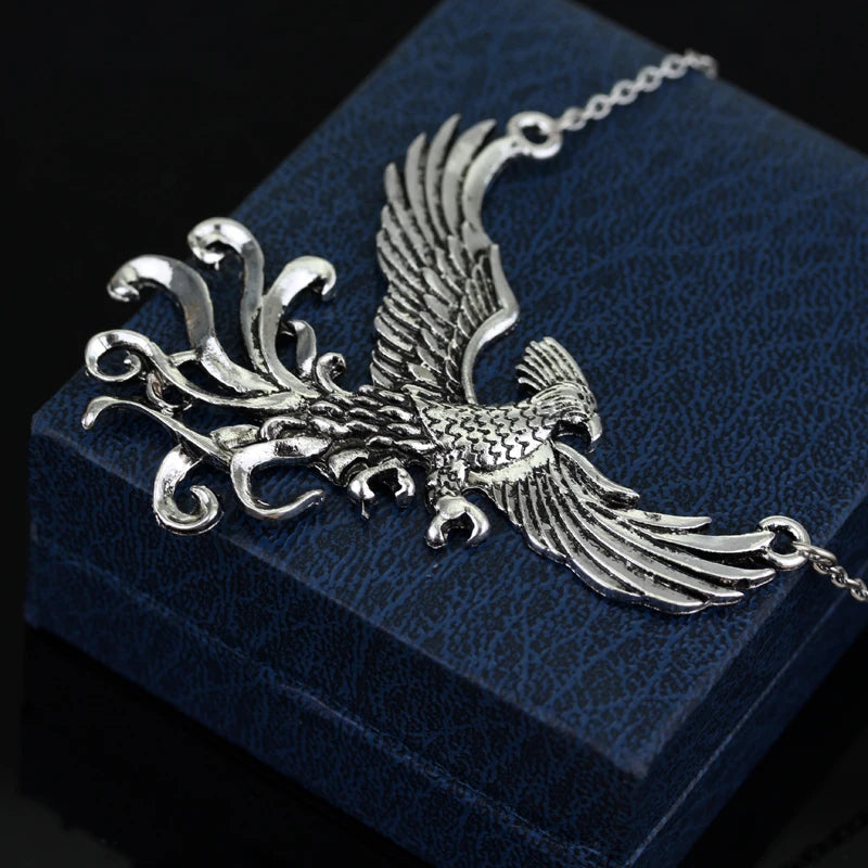 Phoenix Chinese Legend Undead Bird Pendant Necklace Paper Box  Set Halloween Easter Christmas Medieval Necklace Fawkes