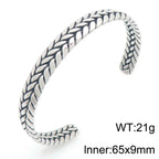 Vintage Open Bangle for Man Men 316l Stainless Steel Men's Braided Style Cuff Bracelets Punk Birthday Jewelry Gift for