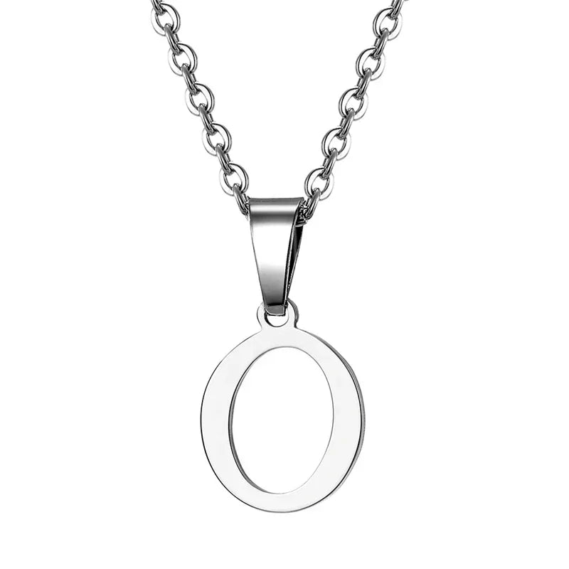 Vintage Initial Letter Pendant Necklace for Women Simple Stainless Steel Letter Glossy Clavicle Chain Choker Necklaces Jewelry
