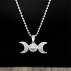 Viking Steel Pendant Wiccan Triple Moon Goddess