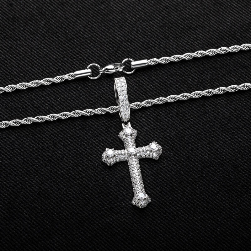 Iced Out Cross Pendant — 925 Silver