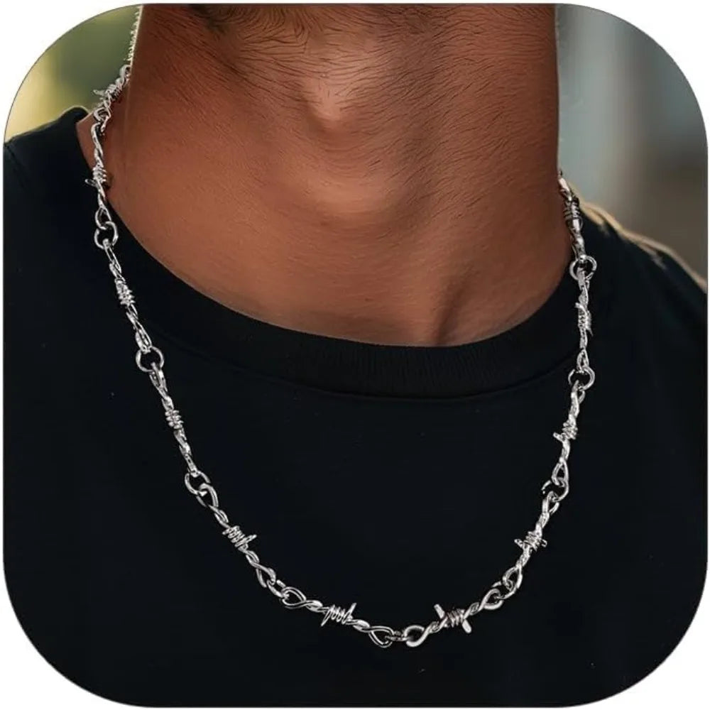 Gothic Barbed Wire Pendant Necklace