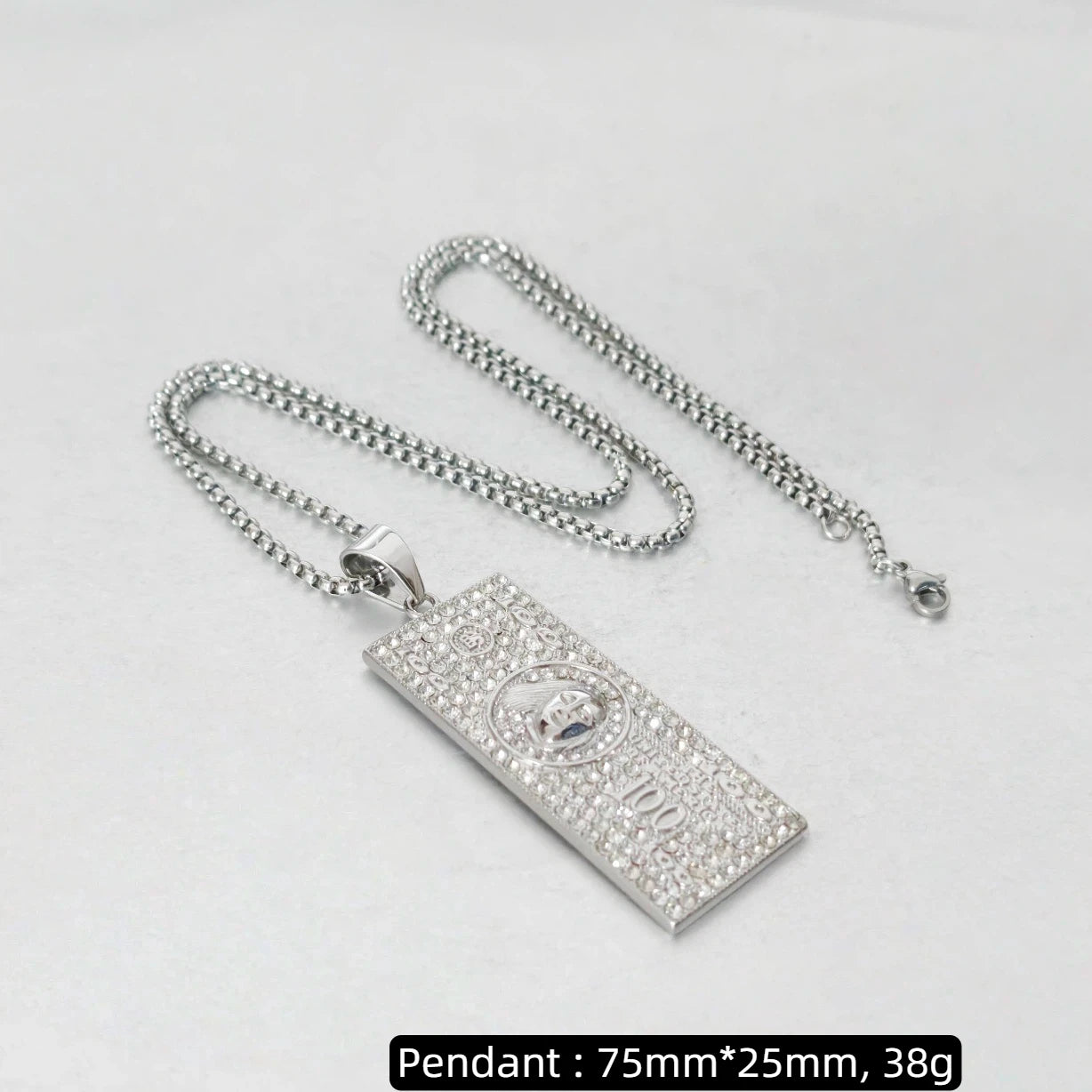 Hip Hop Iced Out Bling Dollar Sign Pendant Gold Color Stainless Steel Rapper Money Necklace For Men Women Hippie Jewelry Gift