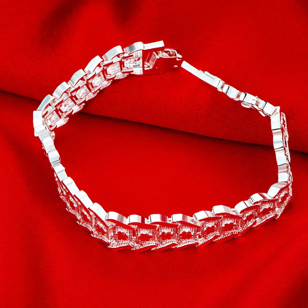 Factory direct fashion 925 Sterling Silver Bracelet for men woman elegant 12MM chain fine Luxury jewelry Wedding party gifts