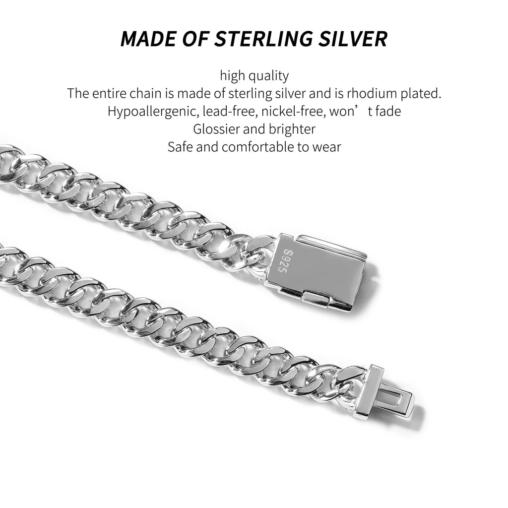 Uwin S925 Moissanite 6mm Cuban Chain Miami Sterling Silver Necklace for Women Bracelets Diamond Tester High Quality