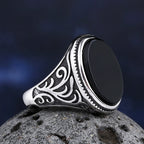 New Fashion Turkey Retro Ring Geometric Black Zircon Stone For Anniversary Party Wedding Men's Anels Totem Luxury Jewelry